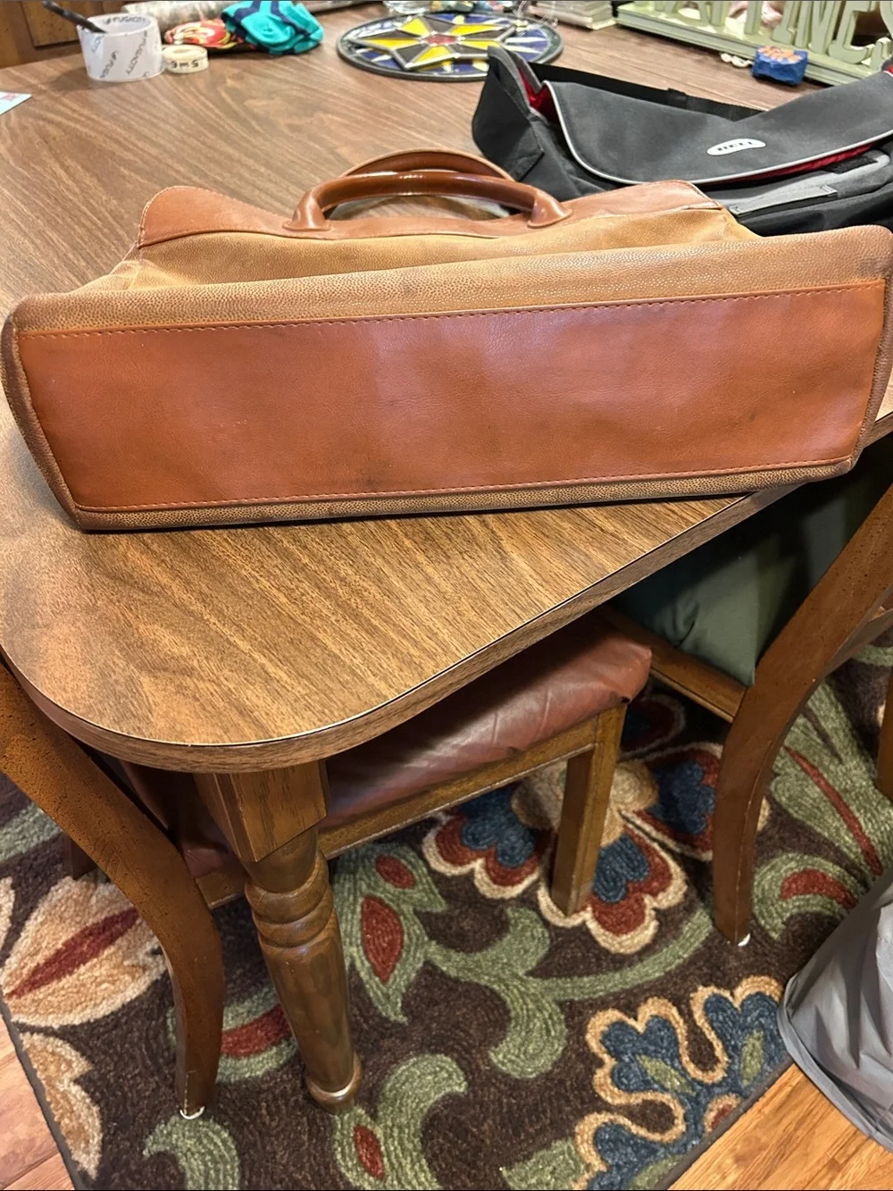 Brown Canvas & Leather Travel Tote - Unbranded